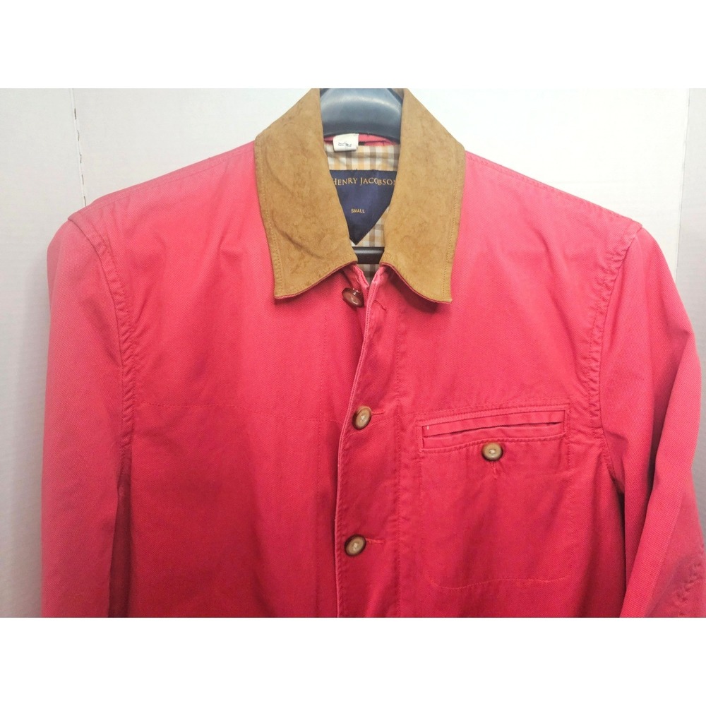 Henry Jacobson Barn Jacket SZ S Red Button Up Chore Utility CALLOUTS IN PICS - Picture 2 of 12